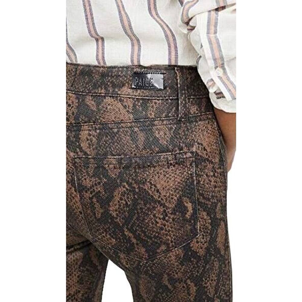 PAIGE Hoxton Women's Size 26 Brown Snake Ultra Skinny Coated 5-Pocket Jeans USA